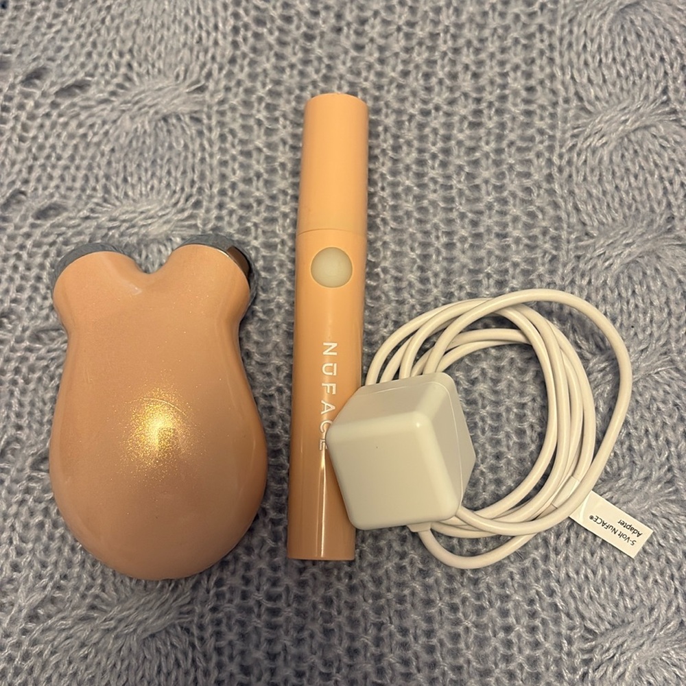NuFace Skincare Tool Set - Peach and White